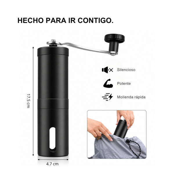 Molino manual de café con fresa cerámica — Ajustable