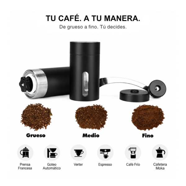 Molino manual de café con fresa cerámica — Ajustable