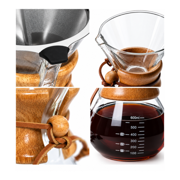 124 Cafetera de vidrio tipo Chemex — 600 ml