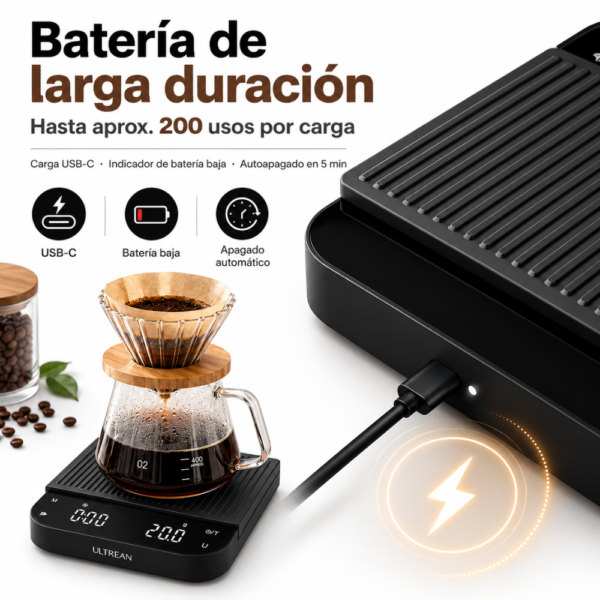 130 Báscula ULTREAN para café — 0.1 g a 3 kg con temporizador